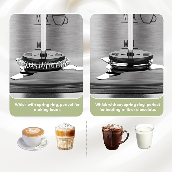 Gevi Hot Chocolate Maker with 5 in 1 Milk Frother and Steamer, Professional Milk Steamer, 17 oz/3.5 oz, Stainless Steel, Hot and Cold Milk Frother for Latte, Macchiato, Cappuccino and Hot Chocolate