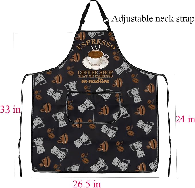 Coffee Barista Apron Coffee Gifts barista lover gifts Coffeees Themed Aprons Espresso Aprons Server Apron With Pockets - Image 2