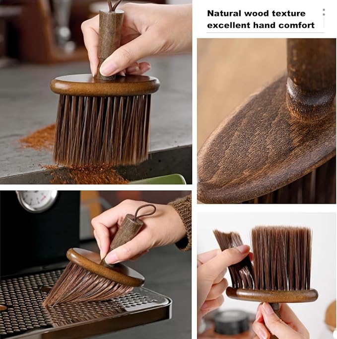 2PCS Coffee Grinder Cleaning Brush,Coffee Filter Cleaning Brush,Dusting Espresso Brush Accessories Cleaner Barista Brush,Wooden Handle Cleaning Tool for Barista Home Kitchen - Image 4
