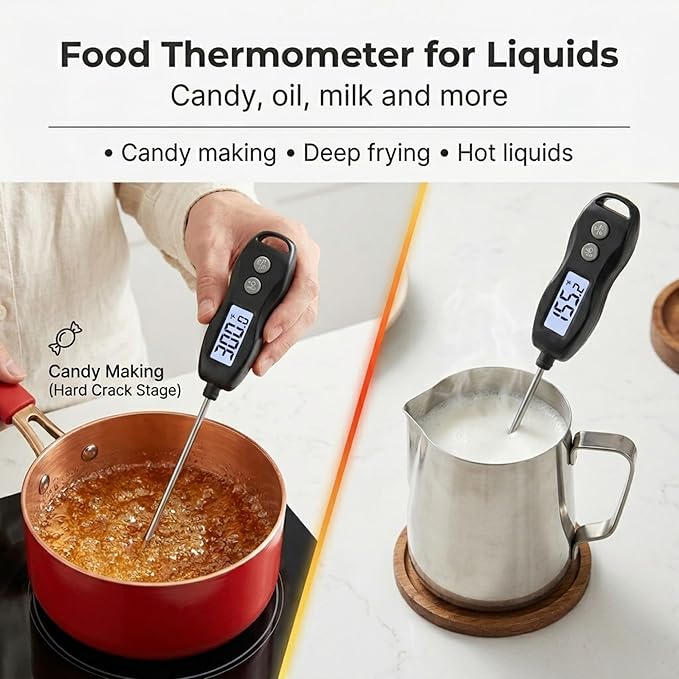 Digital Meat Thermometer Backlight,Waterproof Instant Read Food Thermometer for Cooking Grilling BBQ Baking Liquids Beef Turkey (Black)