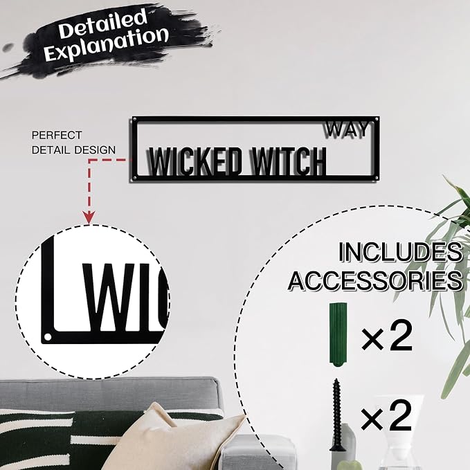 Metal Wall Art Decor Wicked Witch Way Metal Signs Street Sign with Letter for Bar Home Man Cave Cafe 16 x 4 Inches - Image 3