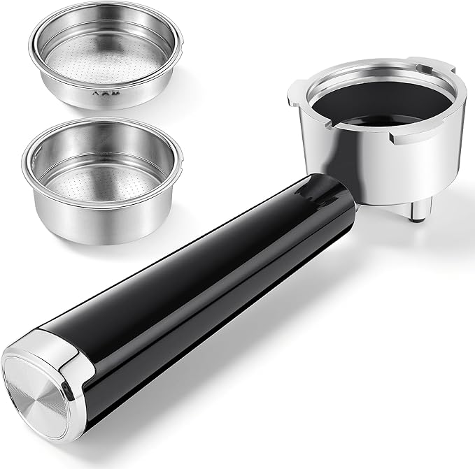 51mm Portafilter Set for CASABREWS CM5418, 5418 PRO, 3700 Essential/3700Pro and Gevi Espresso Machines, 3 Ears Portafilter with 2 Stainless Steel Filter Baskets (1-Cup Filter and 2-Cups Filter)