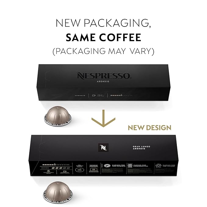 Nespresso Capsules Vertuo, Arondio Gran Lungo Americano, Medium Roast Coffee, 30 Count Coffee Pods, Brews 5.0oz.