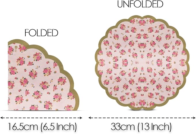 Pretty Pink Floral Paper Napkins Truly Scrumptious Afternoon Tea Party Decorations For Mother's Day Bridal Bachelorette Baby Shower or Birthday- Made By Talking Tables - Pack of 20