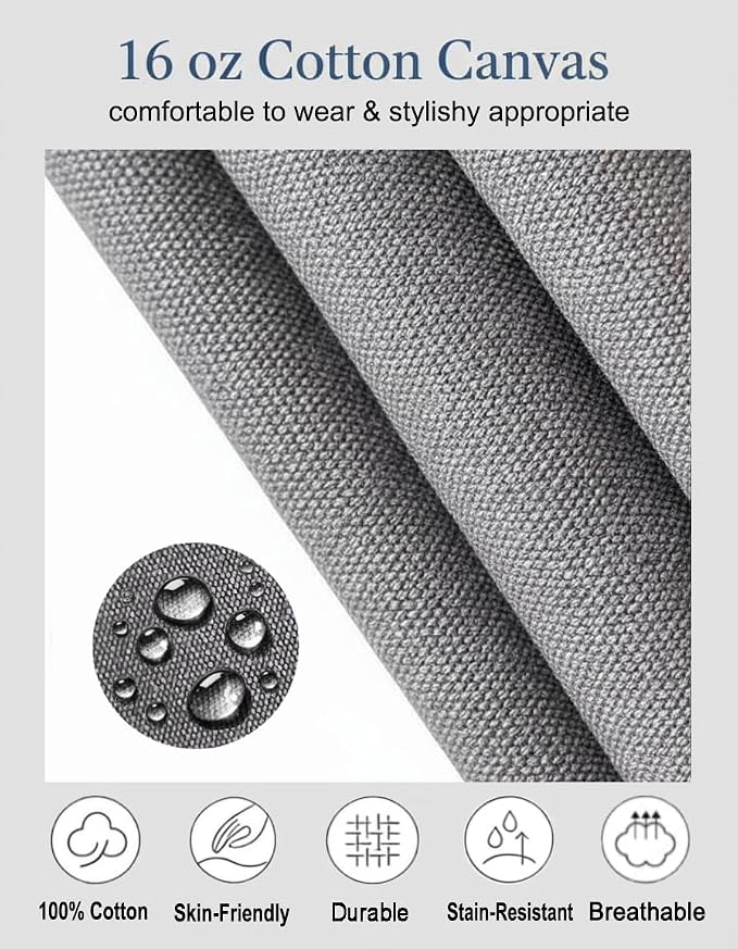 Aprons for Men Women with 3 Pockets, 16oz Cotton Canvas Chef Apron | Crossback Heavy Duty Kitchen Apron for Cooking, Durable Work Apron for Grilling, Baking, Hairstylist, Bartender, Barista, Art - Image 2