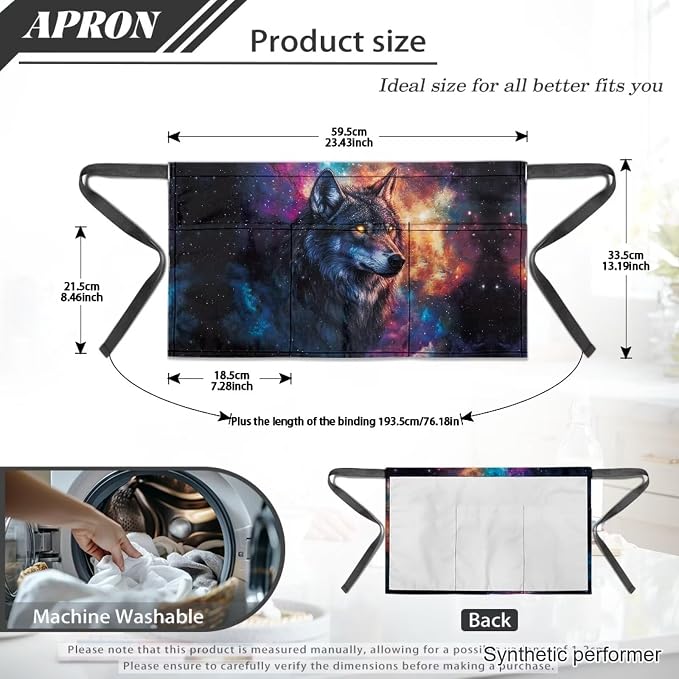 Waist Apron with 3 Pockets Waterproof 13 Inch Short Half Waist Aprons Women Men Server Aprons Waitress Waiter Apron - Image 7