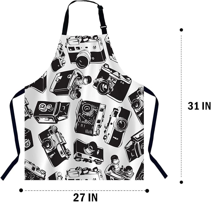Old Camera Apron Adjustable Neck Bib Apron for Men Women,Suitable for Kitchen Cooking Waitress Chef Apron - Image 2