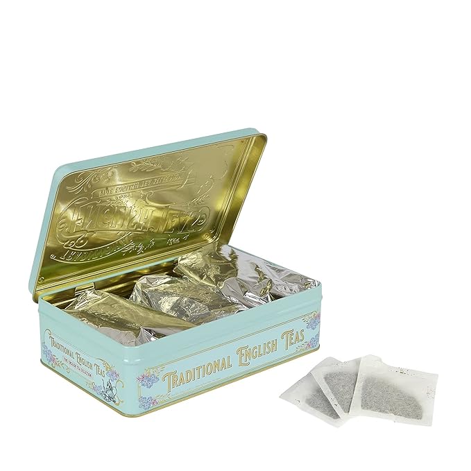 Vintage Victorian Tea Tin with 72 Assorted Fine English Teabags