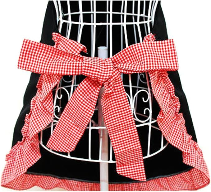 Hyzrz Cute retro Aprons with Pockets for Women Girls Vintage Kitchen Cooking Apron for Mother Gift (Red) - Image 3