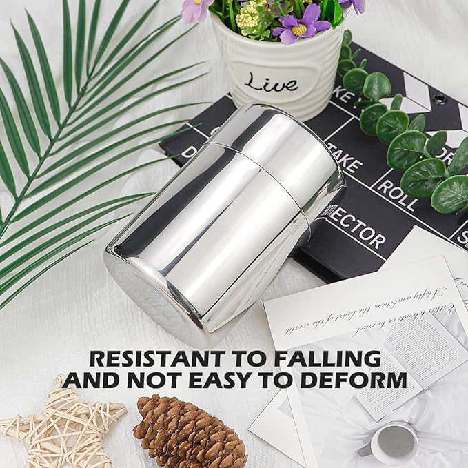 Tea Tin Canister, Storage Cup, Stainless Steel Storage Container with Airtight Double Lids, Kitchen Cup for Tea Coffee Sugar Seasoning Storage (Small)