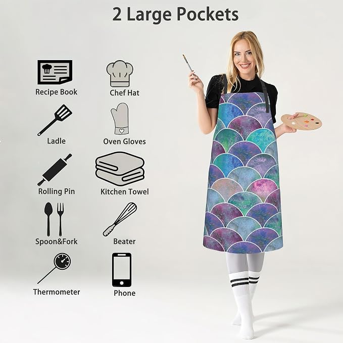 Apron, Stocking Stuffers Bib Apron with Adjustable Neck for Women, Suitable for Home Kitchen Cooking Apron - Image 4