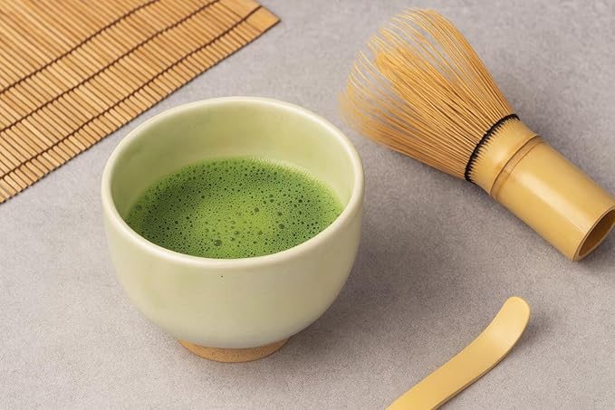 JapanBargain, Japanese Porcelain Matcha Bowl, Handcrafted Tea Ceremony Chawan, Zen-Style Green Tea Whisking Bowl, Made in Japan by Folk Artisans, Light Beige