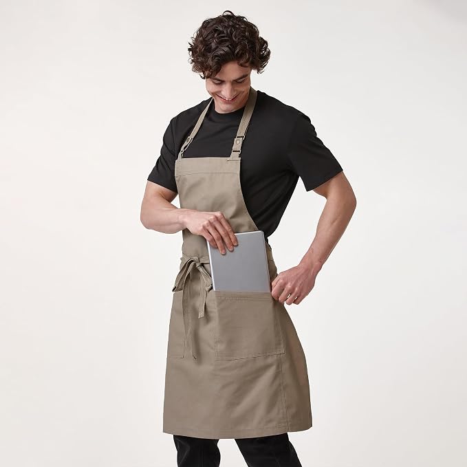 Chef Men Canvas Waterproof Apron Pocket 4251GB | Polyester Cotton Canvas Apron for BBQ Grilling Kitchen Cooking, Adjustable Neck, Durable & Comfortable - Image 4