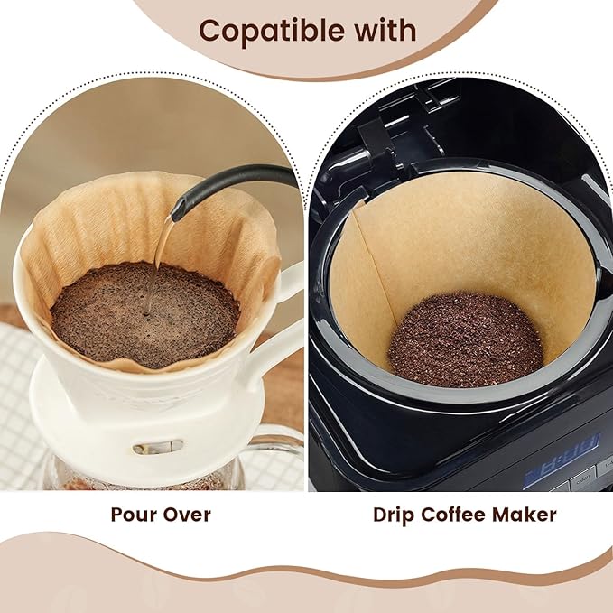 120Pcs Cone Coffee Filters #4, Clinuse Unbleached Size 04 Coffee Filters 8-12 Cup, Disposable Natural Paper Filters, No.4 Cone Filters Compatible with Ninja, Cuisinart, Pour Over and Drip Coffee Maker
