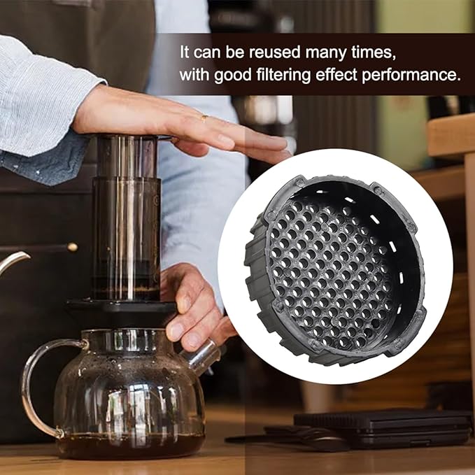 Replacement Filter Cap for Aeropress Coffee Maker, Black Plastic Plunger End Seal, 7.4x1.5cm Easy Install