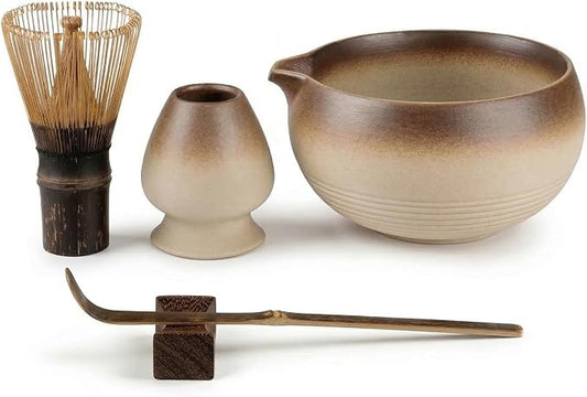 Matcha Whisk Set, 5-Piece Matcha Kit with Handmade Ceramic Bowl, 100-Prong Bamboo Whisk, Scoop, Holder & Rest – Premium Matcha Tea Set for Beginners & Tea Lovers, Gift Ready