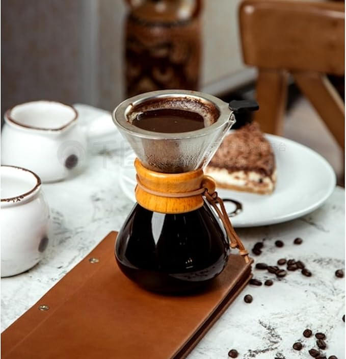 Double Mesh Pour Over Coffee Filter Set-300+600 Mesh Reusable Stainless Steel Coffee Filter with Detachable Handle,Easy Clean,2-in-1 for Drip/Cold Brew/Espresso,Fits Most V60/Chemex Brewers