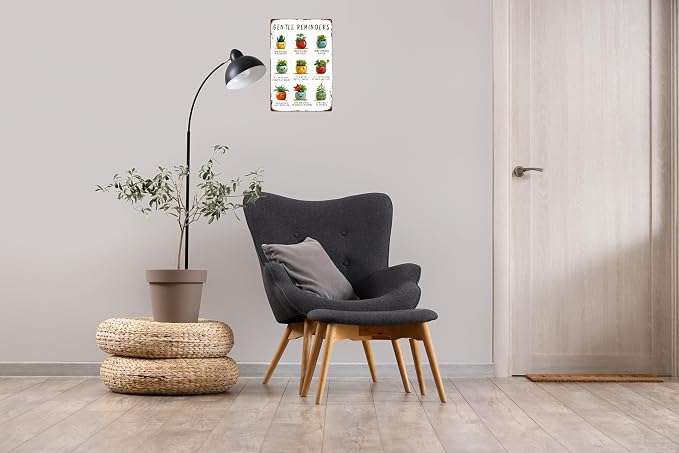 Room Retro Tin Metal Signs Cute Potted Plants Desk Decor therapy office decor office plant decor boho desk accessories aesthetic Mental Health Gentle Reminders Sign 8x12 in - Image 6