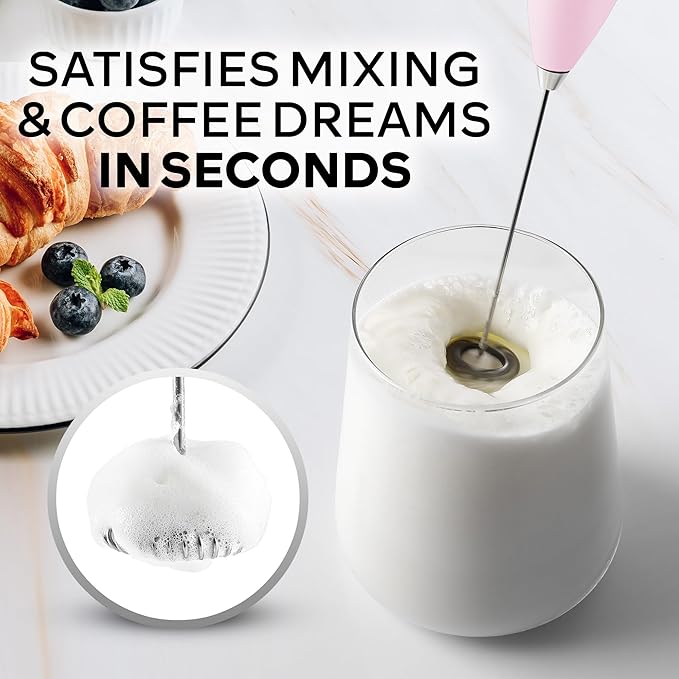 Zulay Kitchen Powerful Milk Frother Wand With 4 AA Duracell Batteries - Ultra Fast Handheld Drink Mixer - Electric Whisk Foam Maker for Coffee, Lattes, Cappuccino, Matcha & Creamer