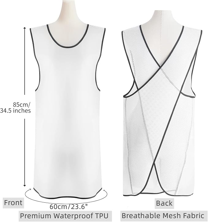 Waterproof Cross Back Apron, Shortened Design Waterproof Apron, Japanese Style Aprons with Pockets, X Cross Halter Apron, Cooking Aprons for Dishwashing, Cleaning Work with Water - White Translucent - Image 5