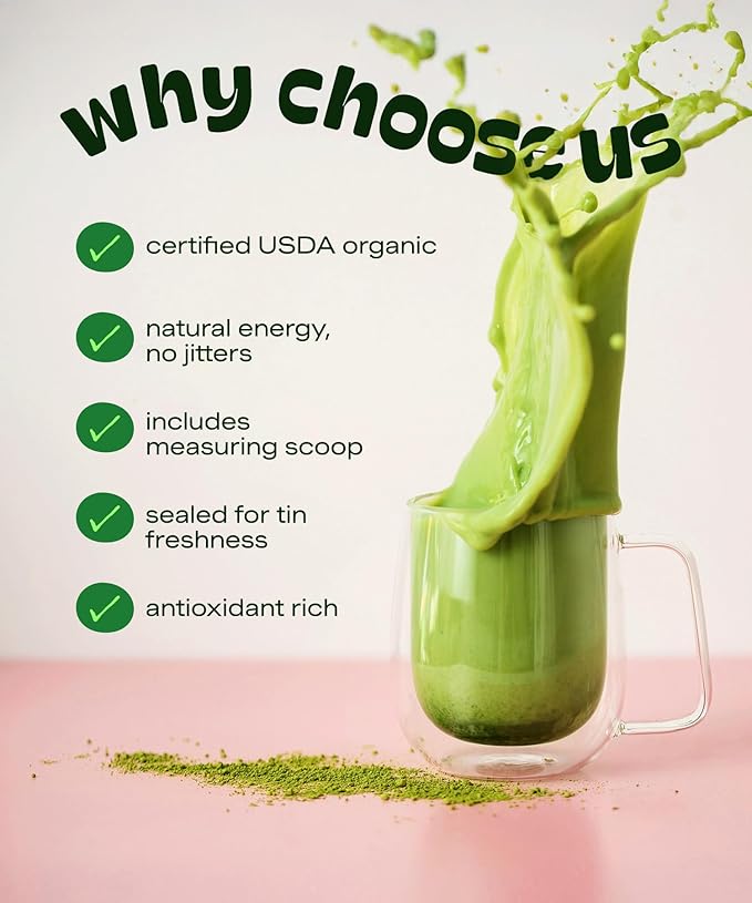 Matcha DNA Organic Matcha Powder - XXL 16oz TIN – Matcha Green Tea - USDA Organic Gluten-Free Vegan, Unsweetened No Additives - Everyday Green Macha Powder Tea for Lattes, Smoothies, Baking & Recipes