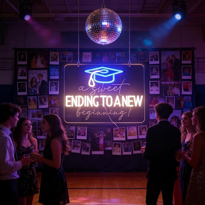 "A Sweet Ending, A New Beginning" Graduation Cap Light - Celebratory & Hopeful LED Wall Art for Dorm, Study, Grad Party Decor or Gift, Dimmable USB, Timeless Keepsake for the Class of 2026 & Beyond - Image 4