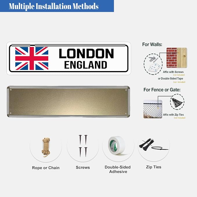 London England Sign Man Cave Metal Tin Signs Street Road Sign for Cafes Bar Pub Beer Club Wall Home Decor 16X4 Inches - Image 4