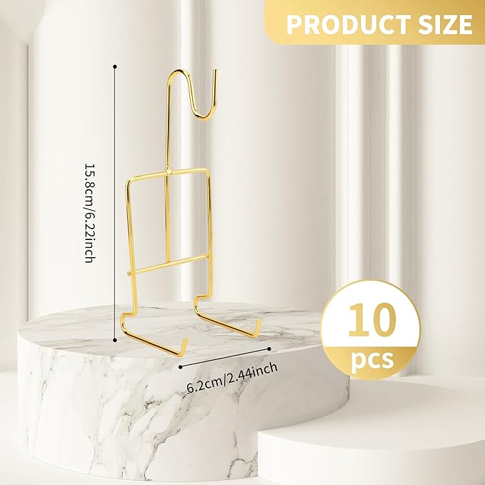 10 Pcs Tea Cup and Sau-cers Display Stand, Metal China Tea Cup Holder Display, Gold Coffee Mug Organizer for Plate Teapot, 6.22 x 2.44 Inches