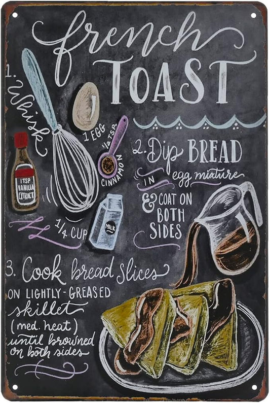 Food Vintage Tin Sign - French Toast Retro Metel Sign - Wall Decor wall sign for Kitchen Bakery Cafe Restaurant by TREEPERI