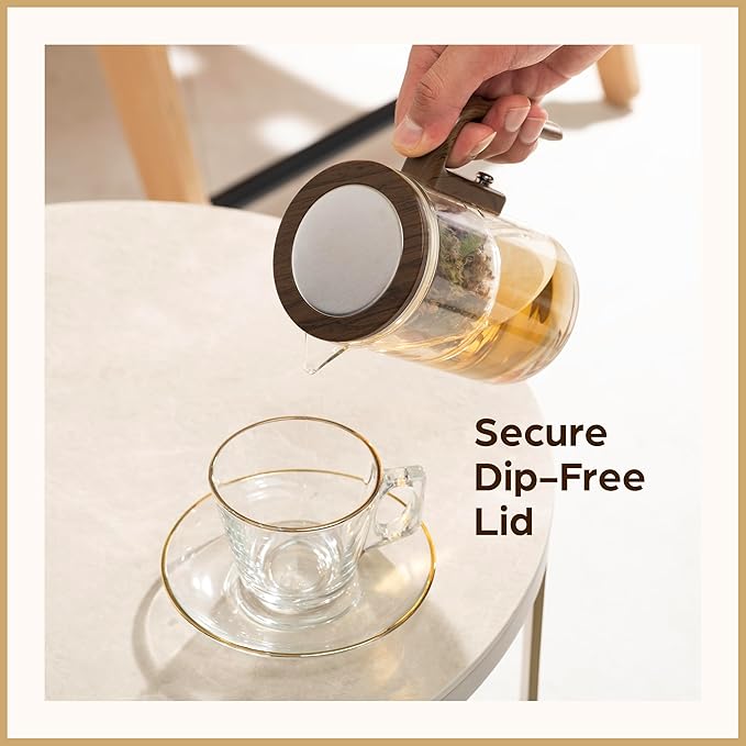 Enchanti Tea Pot - Modern Glass Infuser Teapot - Water Separation Magic Teapot with Heat-Resistant Handle - Elegant Gift Box & Writable Card - Perfect for Loose Leaf Tea - 800 ML (27oz)