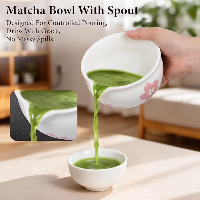 Matcha Whisk Set, 8 Pcs Matcha Making Kit with Ceramic Bowl, Japanese Style Bamboo Chasen, Scoop, Sifter & Holder - Complete Matcha Set for Beginners & Enthusiasts, Ideal Gift (White)