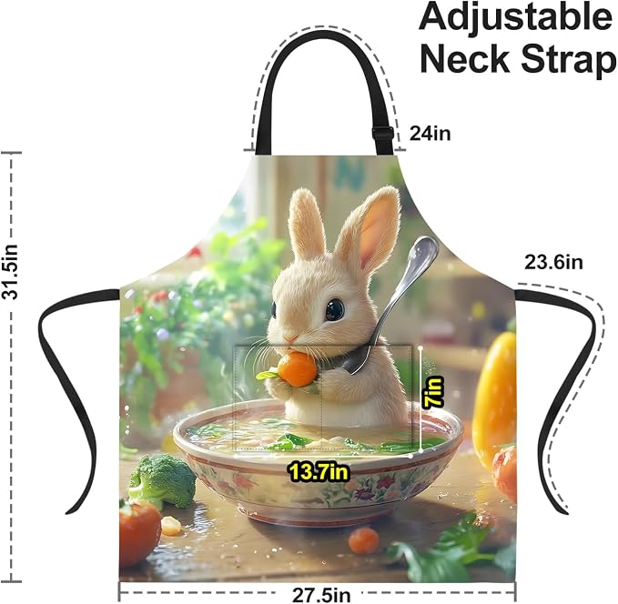 Funny Cat Apron with 2 Pockets Waterproof for Men Women Kitchen Garden Decor - Image 3