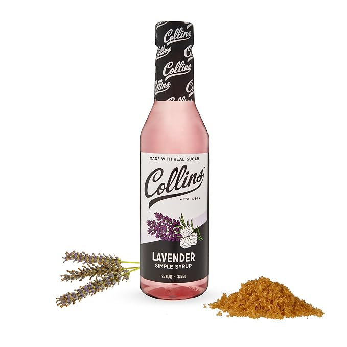 Collins Lavender Simple Syrup with Real Sugar for Cocktails, Spritz, Iced Tea, Lemonade, Hot Chocolate, Dessert, Baking, Coffee Syrups, Home Bar Accessories, 12.7 oz, Set of 1 by Collins