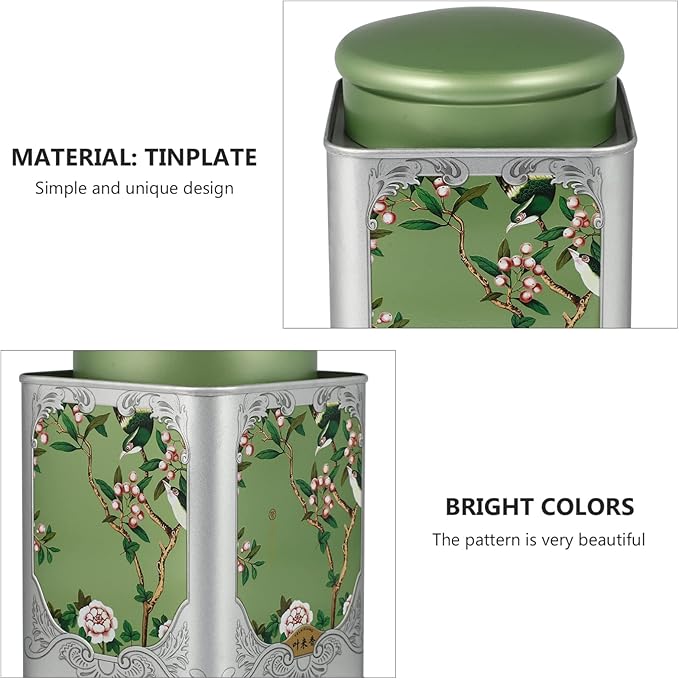 BESPORTBLE Tea Tin Canister with Airtight Double Lids Airtight Loose Tea Canister Tinplate Empty Tin Coffee Candy Herbs and Spices