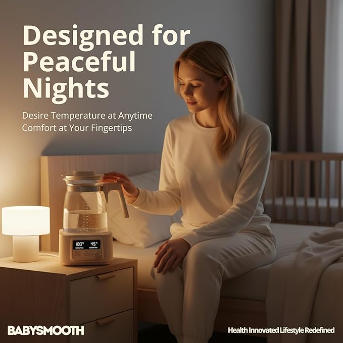 Babysmooth Smart Kettle Pro Glass Electric Kettle, 1.3L Digital LED Kettle with 40-100°C Temperature Control, 72H Auto Keep Warm, Silent Operation, BPA-Free for Baby Formula, Tea & Coffee Brewing