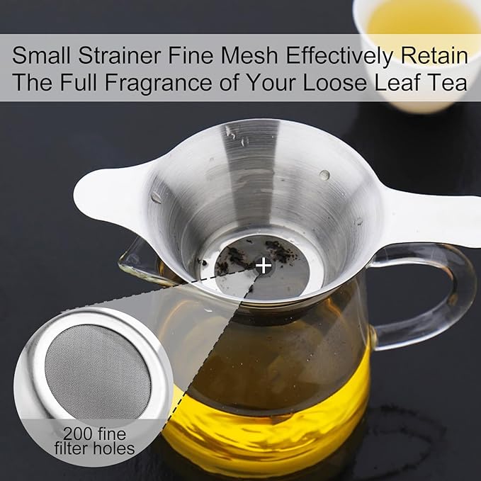 WUWEOT 6 Pcs Different Size Tea Infuser, 304 Stainless Steel Mini Fine Mesh Strainer, Coffee Filter with Double Handles for Hanging on Teapots, Mugs, Cups to Steep Loose Leaf Tea and Coffee