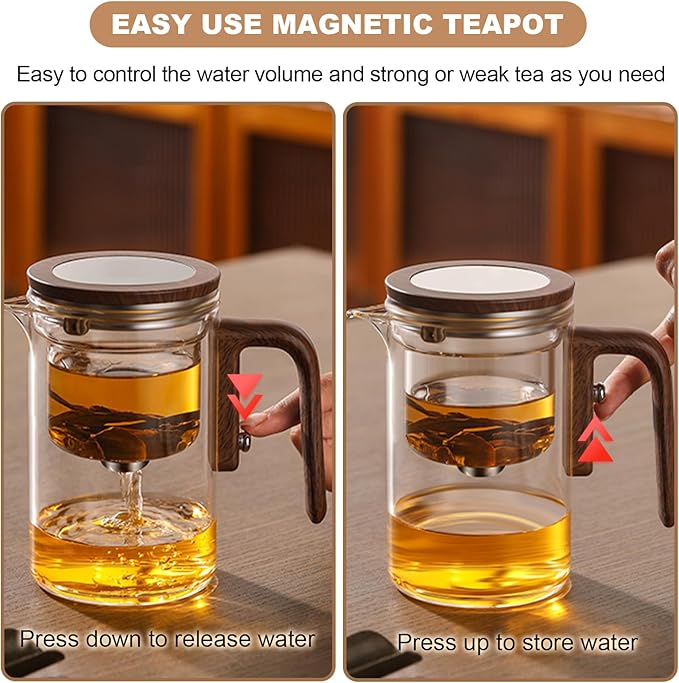 Enchanti Tea Pot, Glass Teapot with Removable Infuser, Magnetic Loose Leaf Tea Steeper, Magic Witchcraft Tea Pot with Strainer for Water Separation, Gift Package, 20.3oz/600ml