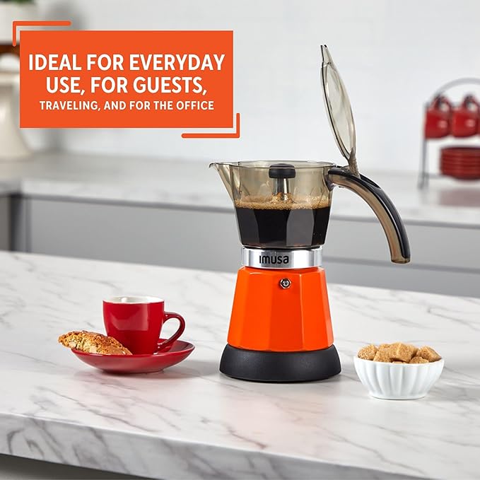 IMUSA 6 or 3cup Electric Espresso Maker, Orange