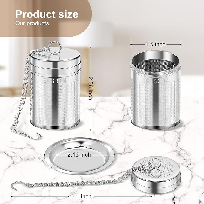 ‌Loose Leaf Tea Steeper with Ultra-Fine Mesh - ‌Premium Stainless Steel ‌Tea Infuser‌‌ & ‌Tea Strainer‌ for Herbal/Black/Rooibos Teas, Durable ‌Tea Ball‌ with Leak-Proof Design