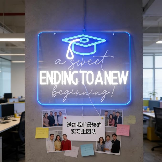 "A Sweet Ending, A New Beginning" Graduation Cap Light - Celebratory & Hopeful LED Wall Art for Dorm, Study, Grad Party Decor or Gift, Dimmable USB, Timeless Keepsake for the Class of 2026 & Beyond - Image 6