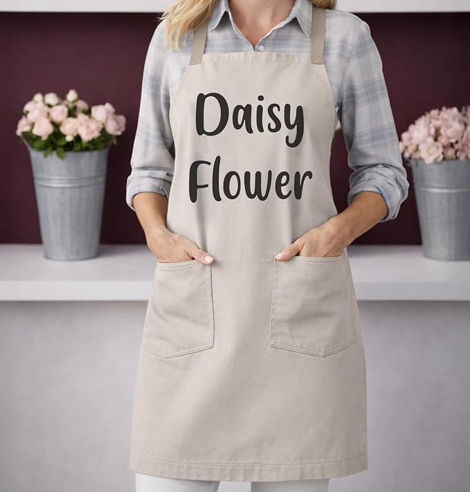 TEEAMORE Custom Apron with Pockets for Women Men Add Your Text Logo Chef Kitchen Cotton Adjustable Crossback Straps - Image 6