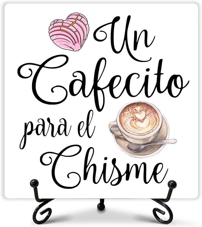 Stylish Cafe Station Decor, Coffee Bar Sign, Pink Signs for Station, Gifts for Coffee Lovers, Rustic Farmhouse Home Office Kitchen Decoration Bar Favor and Accessories 5 x 5 Inches-107