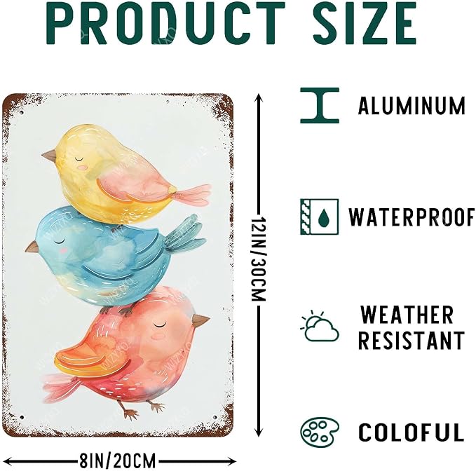 Funny Bird Metal Signs Vintage Tin Sign Retro Wall Decor for Home Office Farmhouse Yard Garden Shop Cafe Indoor Outdoor 8×12 Inches - Image 2
