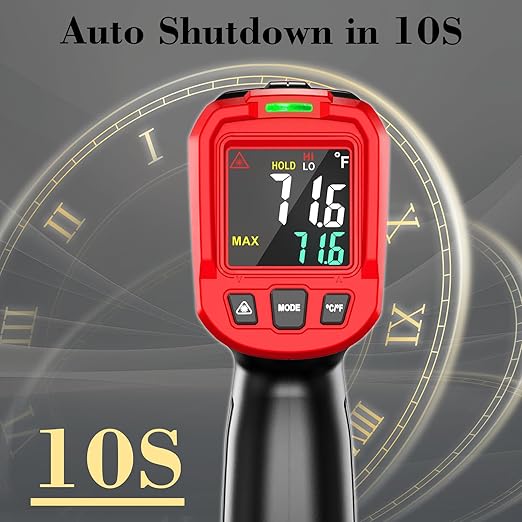 FKM Infrared Thermometer Gun,Non Contact Laser Thermometer Gun for Industrial,HVAC,Engine,Kitchen Cooking,Digital IR Temperature Gun -58°F~1112°F(-50°C~600°C) Adjustable Emissivity,Not for Human