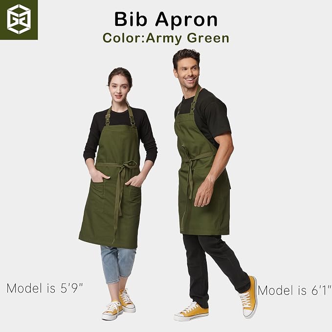 Chef Men Canvas Waterproof Apron Pocket 4251GB | Polyester Cotton Canvas Apron for BBQ Grilling Kitchen Cooking, Adjustable Neck, Durable & Comfortable - Image 4