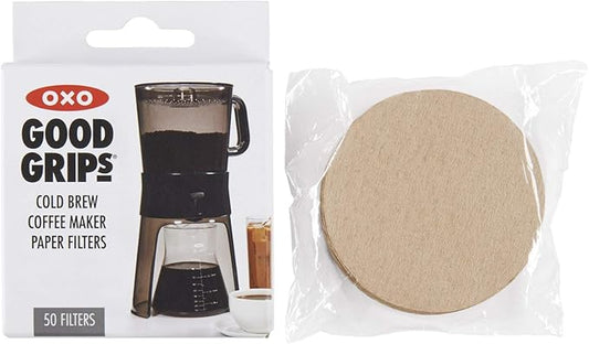 OXO Good Grips Cold Brew Coffee Maker Replacement Paper Filters, Brown, 50 Per Box