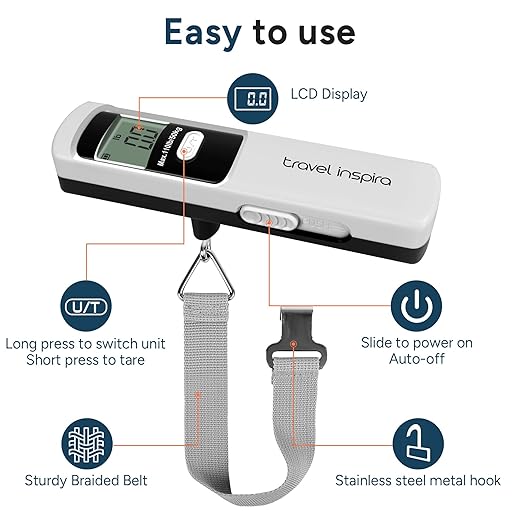 Battery-Free Luggage Scale, Suitcase Scale for Travel, 110 lbs/50 kg, Portable Handheld Weight Scale, No Batteries Needed