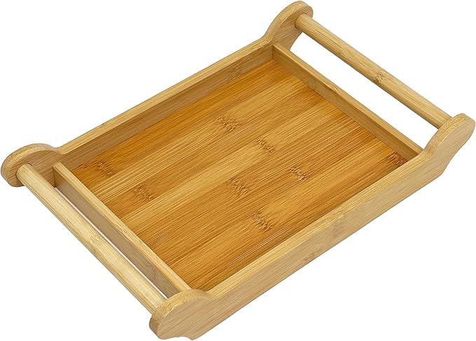 Bam & Boo - Bamboo Serving Tray with Extra Large Handles (8" x 12.5")
