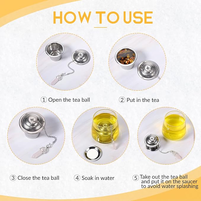 Vesici 6 Sets Loose Leaf Tea Infusers Stainless Steel Steeper Ball for Loose Tea Holder Mesh Strainer Filters with Drip Trays and Pendant