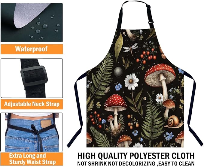 Vintage Woodland Nature Kitchen Apron, Unisex-Adults, Multicolor, 31" x 27" Adjustable Apron for Cooking, Baking, Gardening - Image 3
